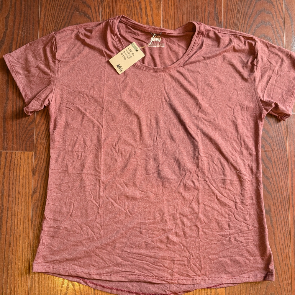 REI Co Op New Women Short Sleeve Tee UPF30  XL Dusty Rose Active Outdoor Hiking